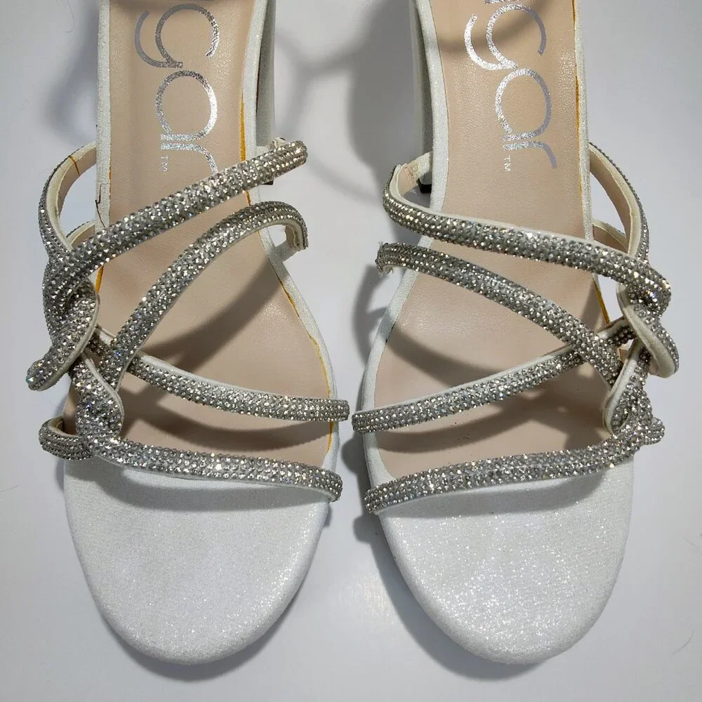 Sugar Women's Size 10M Petal‎ White Shimmer Block Heels NWOT